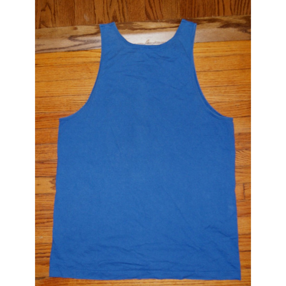 Vintage 90s Neon Shark Ocean Sun XL Blue Tank Top TShirt USA Made Single Stitch - Picture 6 of 10